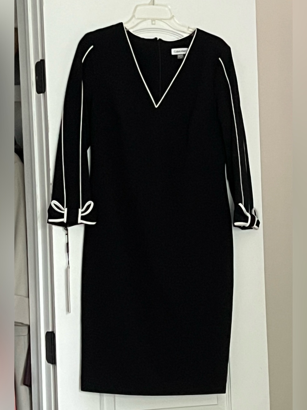 Calvin Klein Black Shift Dress with White Trim